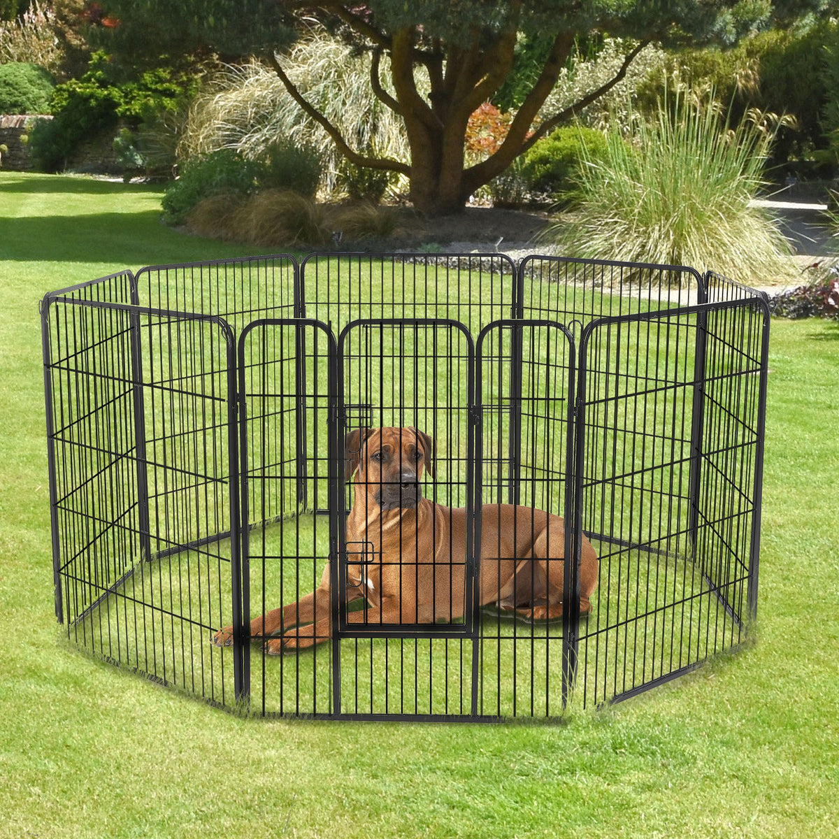 PawHut 8-Panel Heavy Duty Metal Dog Playpen – DIY Indoor & Outdoor Pen