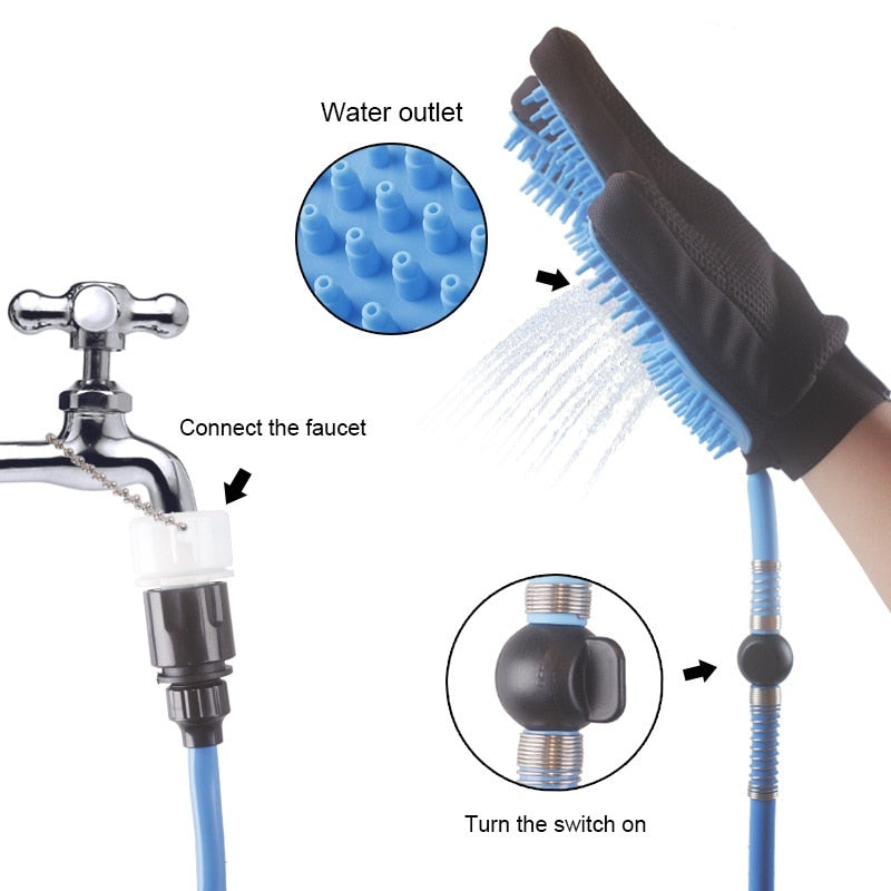 Handheld Pet Shower Head with Massage Brush