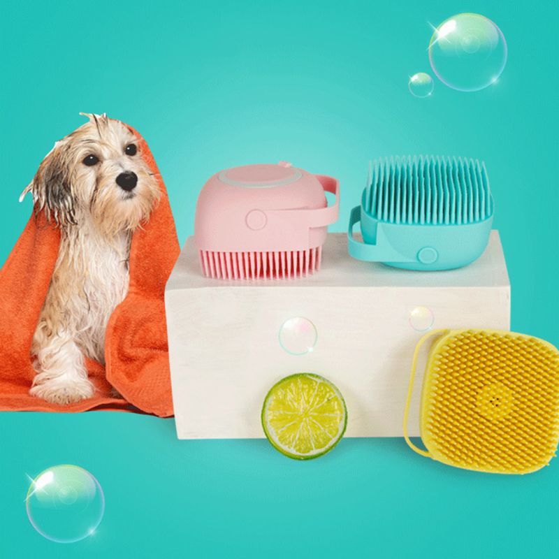 Silicone Pet Bath Brush & Shampoo Scrubber for Dogs & Cats