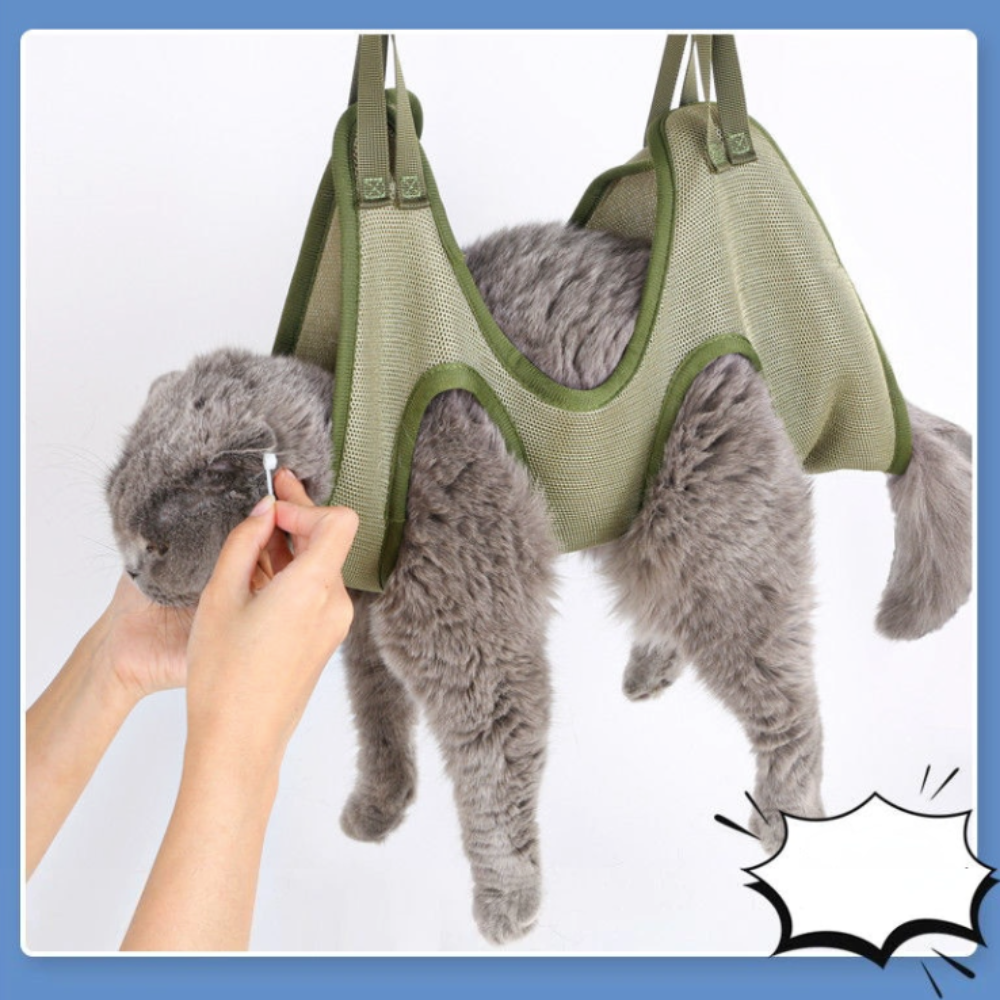 Cat Grooming Restraint Bag with Hammock – Stress-Free Bathing & Nail Trimming