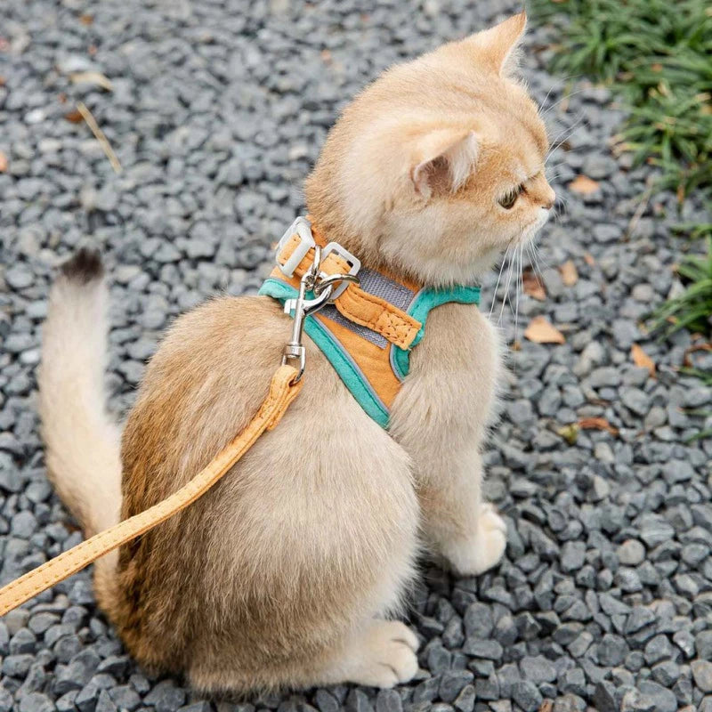 Adjustable Reflective Cat Harness & Leash Set – Escape-Proof Vest