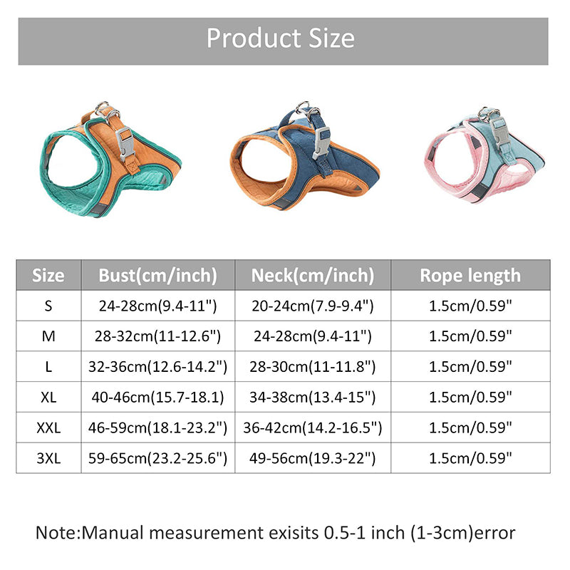 Adjustable Reflective Cat Harness & Leash Set – Escape-Proof Vest