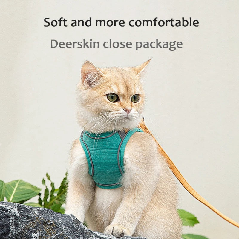 Adjustable Reflective Cat Harness & Leash Set – Escape-Proof Vest