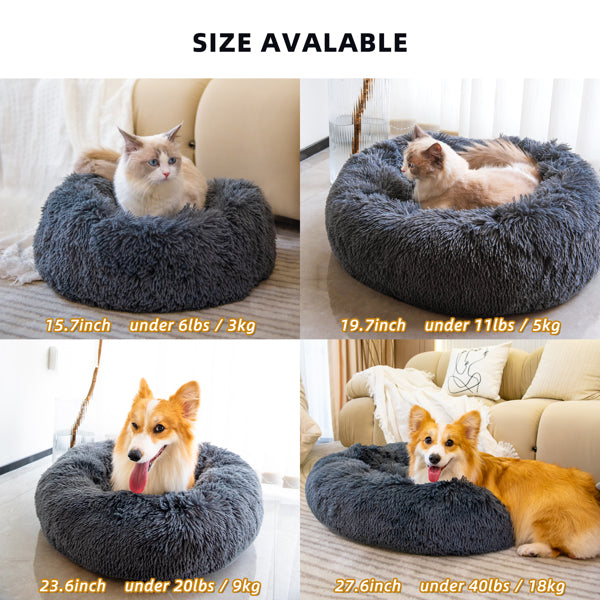 Anti-Anxiety Fluffy Donut Pet Bed – Washable Dog & Cat Bed